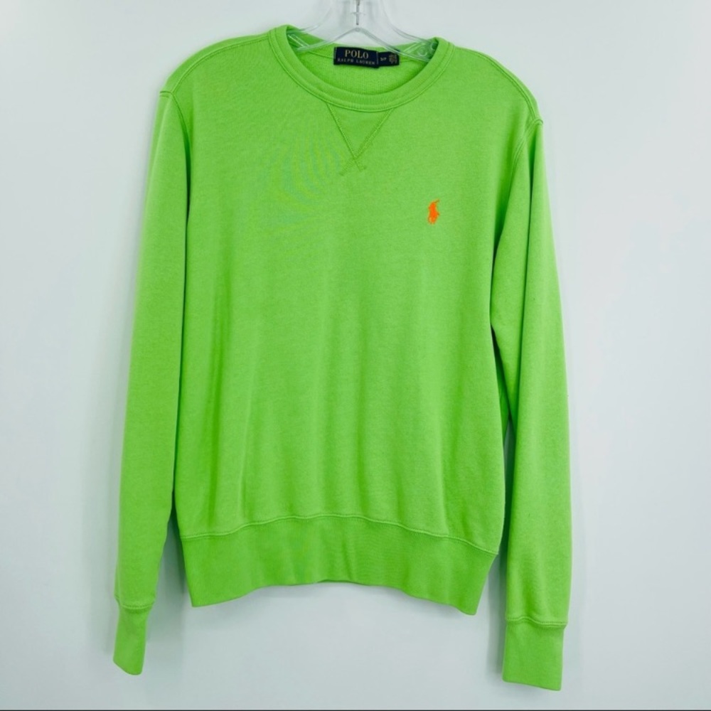 SOLD Ralph Lauren Women Bright Lime Green Crewneck Sweatshirt Size S